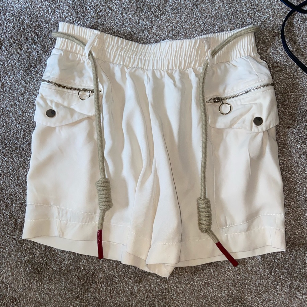 white cream zara rope belt shorts
